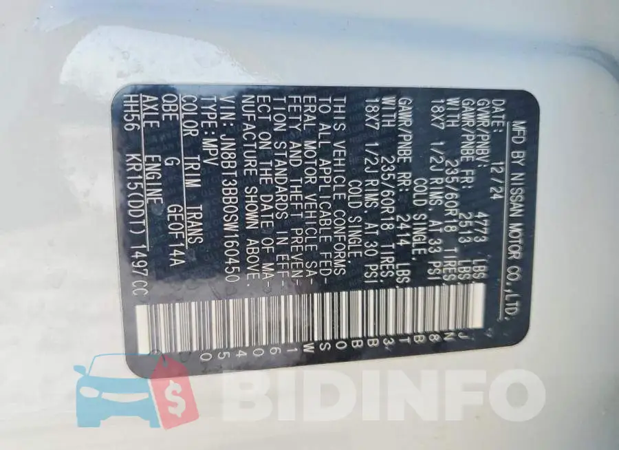 JN8BT3BB0SW160450 Photo# 13