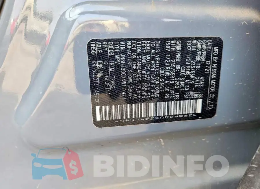 JN8BT3DCXNW117471 Photo# 13