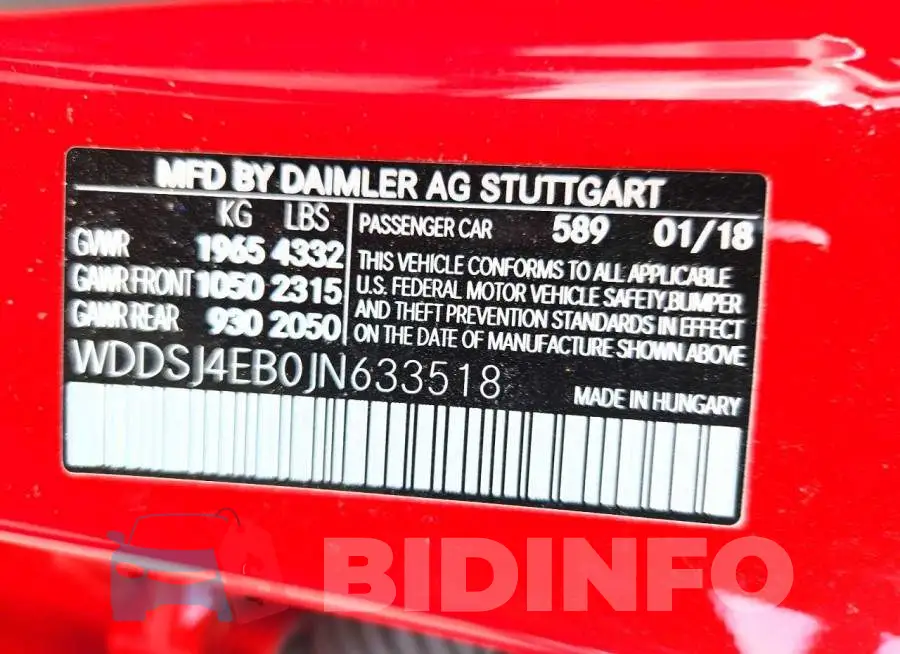 WDDSJ4EB0JN633518 Photo# 12