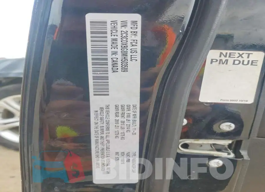 2C3CDXBG8MH503589 Photo# 12