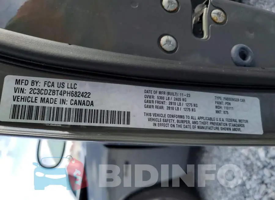 2C3CDZBT4PH682422 Photo# 12