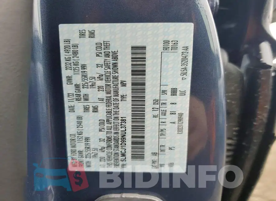 5LMCJ1D99NUL37381 Photo# 13