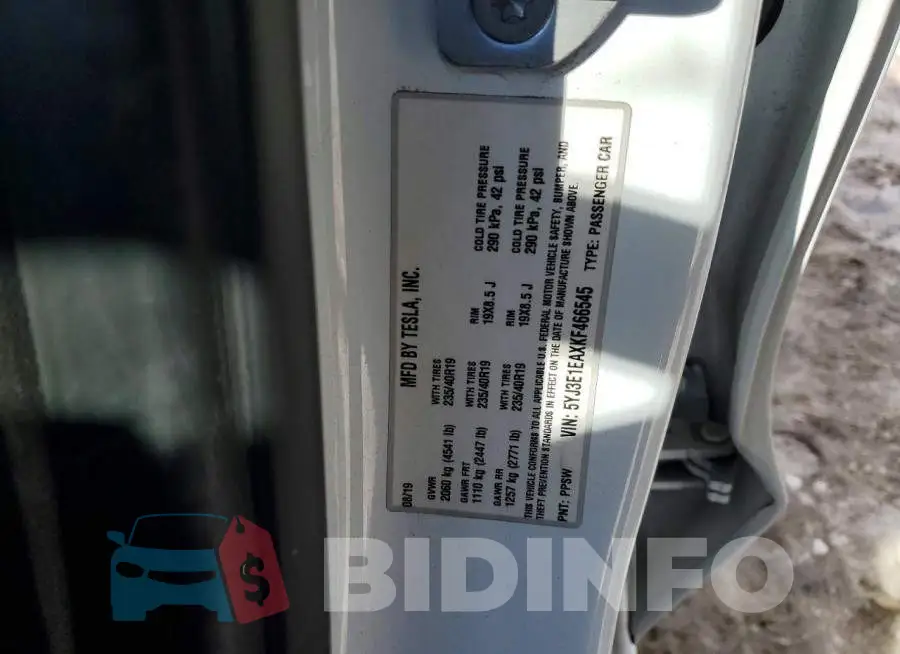 5YJ3E1EAXKF466545 Photo# 12