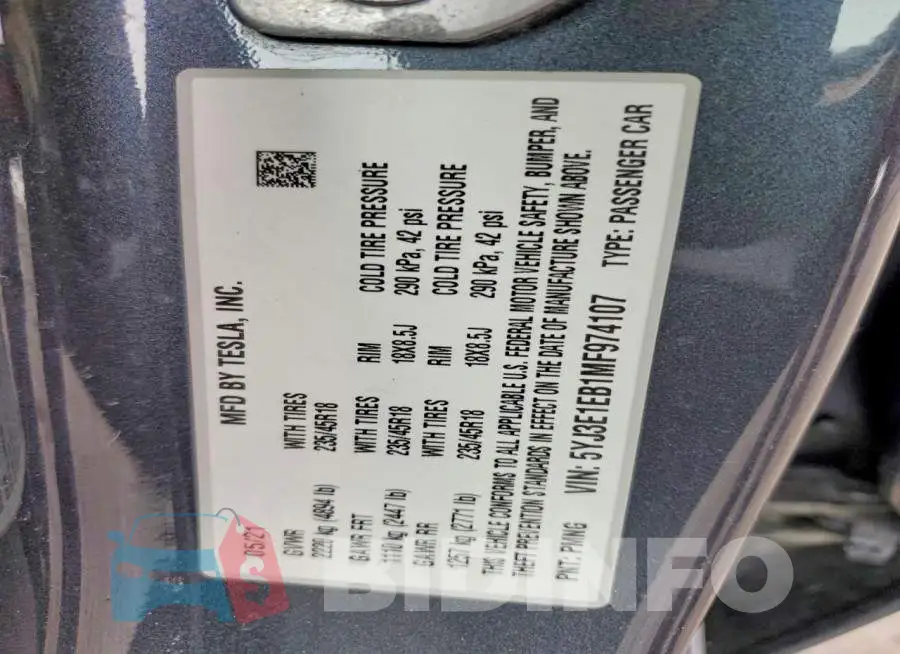 5YJ3E1EB1MF974107 Photo# 12