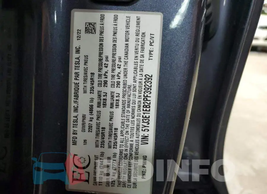 5YJ3E1EB2PF392392 Photo# 13