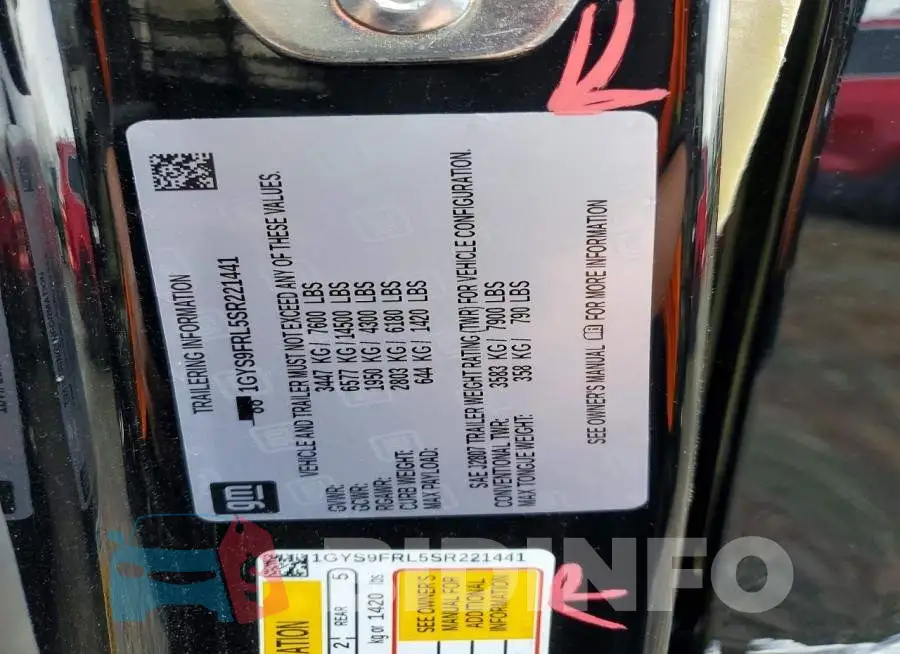 1GYS9FRL5SR221441 Photo# 14