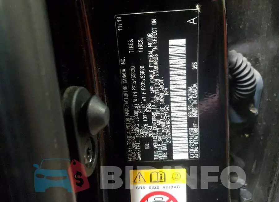 2T2BZMCA1KC177543 Photo# 12