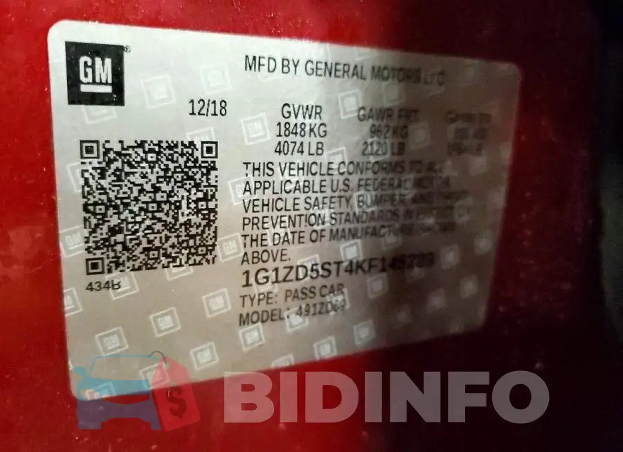 1G1ZD5ST4KF145289 Photo# 12