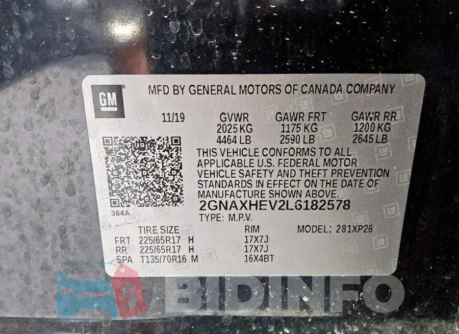 2GNAXHEV2L6182578 Photo# 13