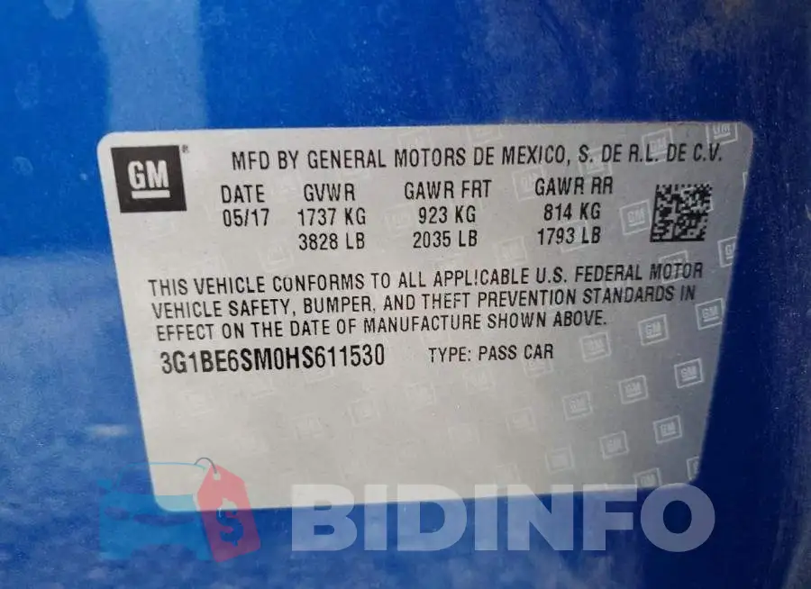 3G1BE6SM0HS611530 Photo# 12