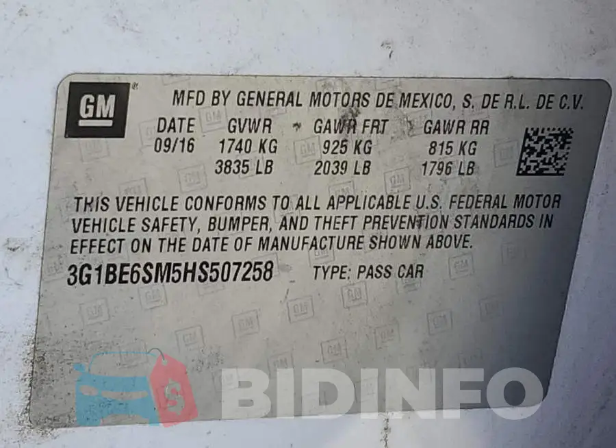 3G1BE6SM5HS507258 Photo# 12