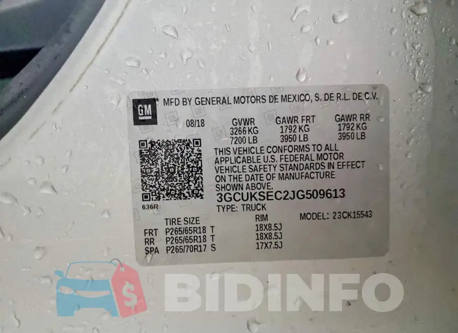3GCUKSEC2JG509613 Photo# 13