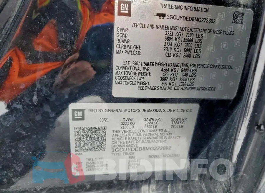 3GCUYDED8MG272892 Photo# 12