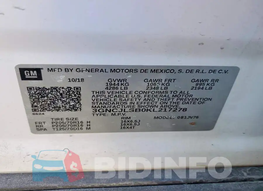 3GNCJLSB0KL217278 Photo# 13