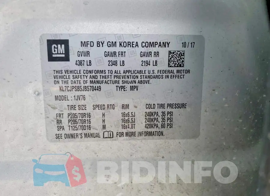 KL7CJPSB5JB570449 Photo# 13