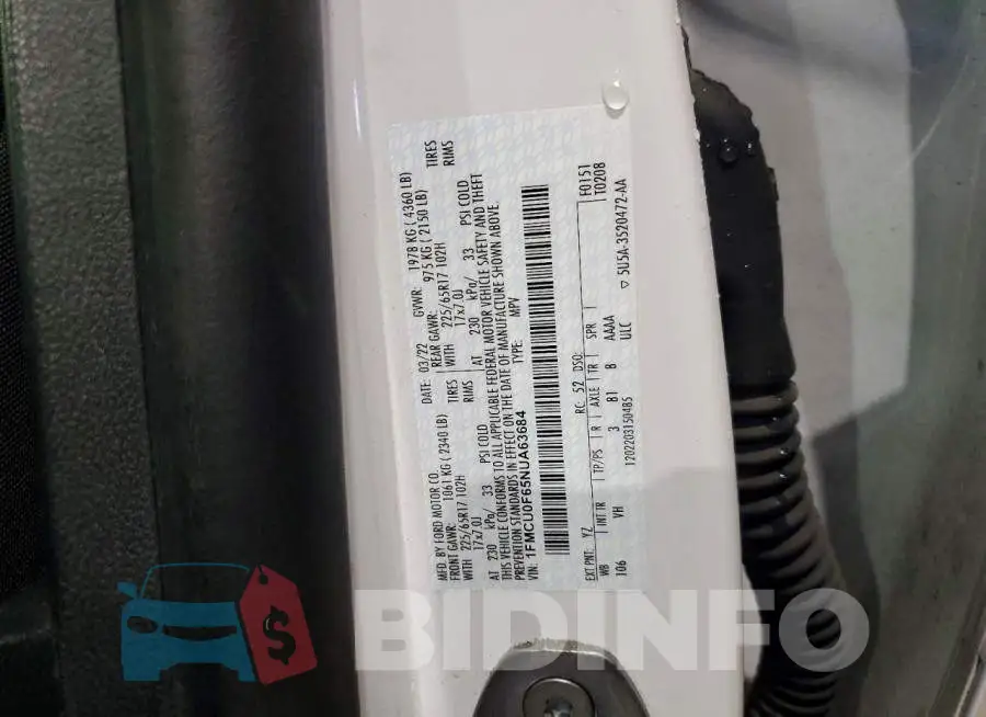 1FMCU0F65NUA63684 Photo# 14