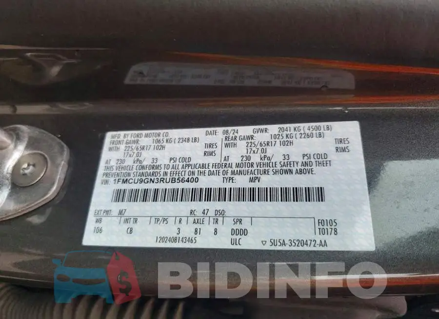 1FMCU9GN3RUB56400 Photo# 14