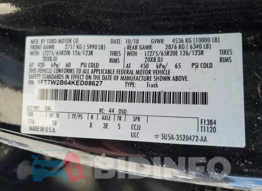 1FT7W2B64KED08627 Photo# 12