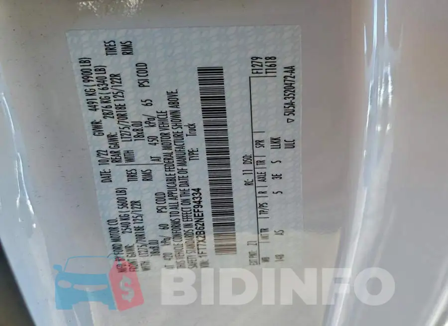 1FT7X2B62NEF94334 Photo# 12