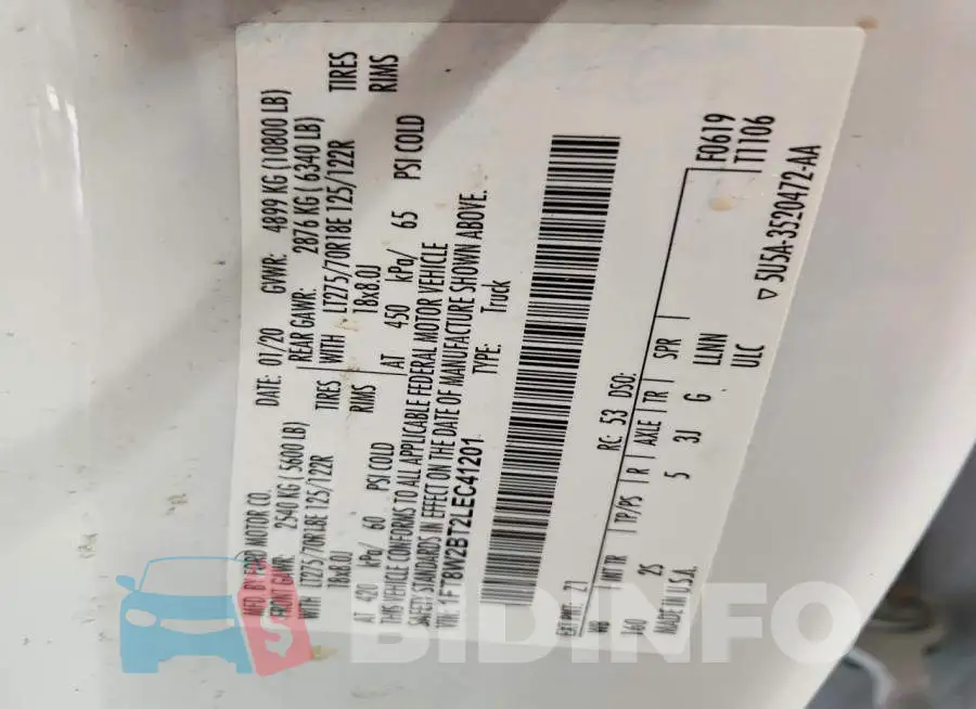 1FT8W2BT2LEC41201 Photo# 12