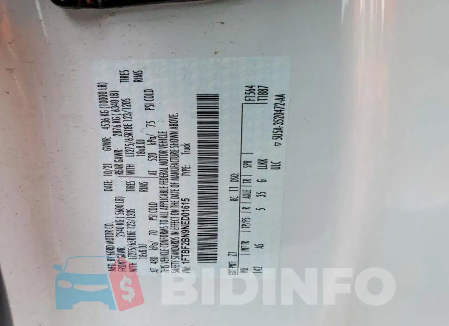1FTBF2BN9NED01615 Photo# 13
