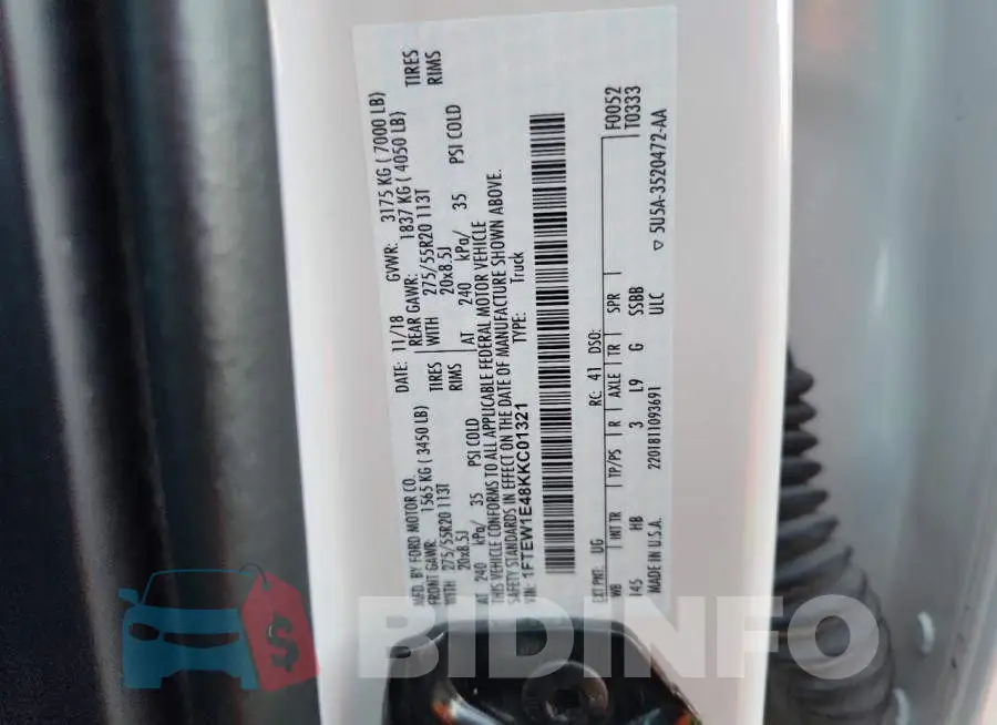 1FTEW1E48KKC01321 Photo# 12