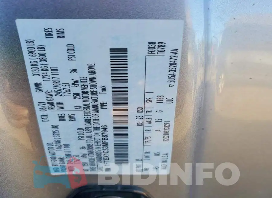 1FTEX1C53MFB87946 Photo# 12