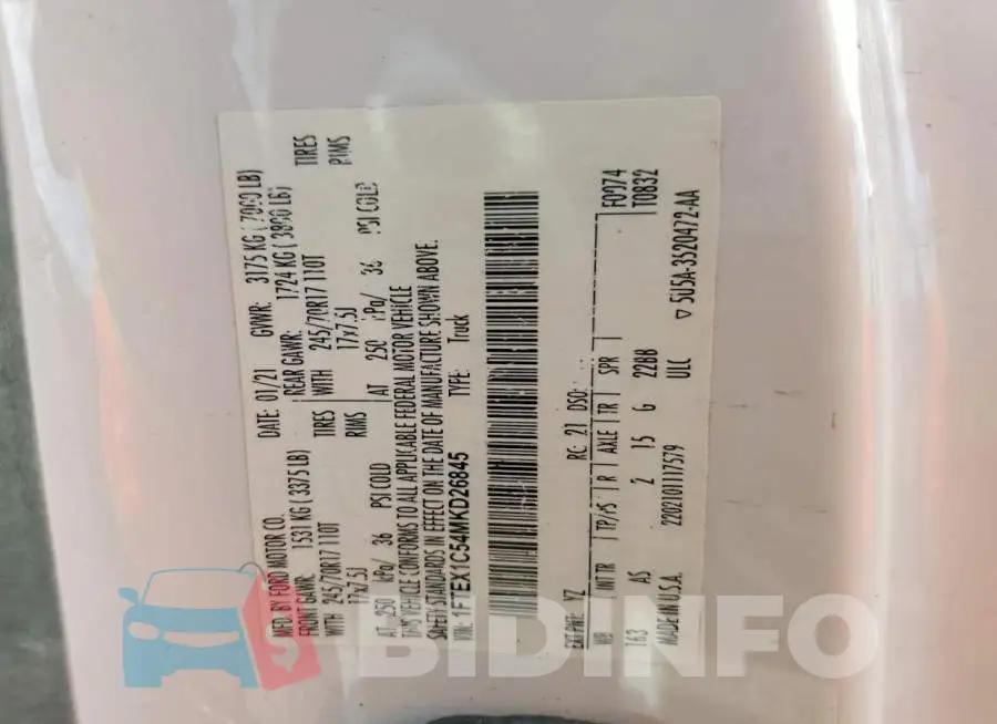 1FTEX1C54MKD26845 Photo# 12