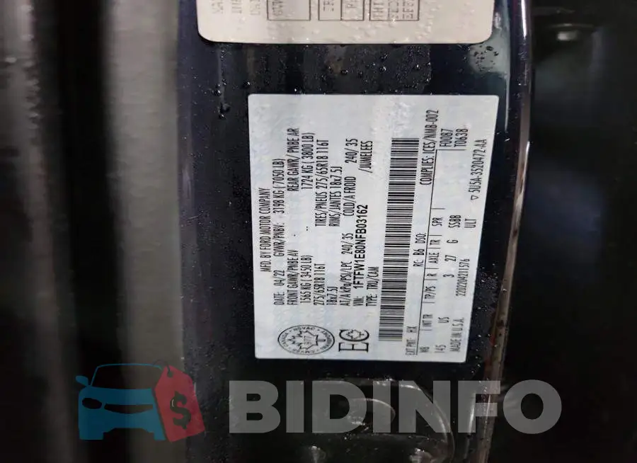 1FTFW1E80NFB03162 Photo# 13
