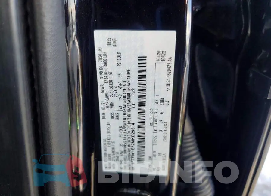 1FTFW1E82MKD29614 Photo# 12