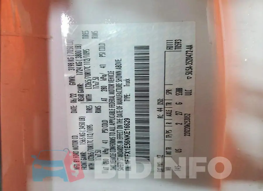 1FTFX1E56NKE16629 Photo# 12