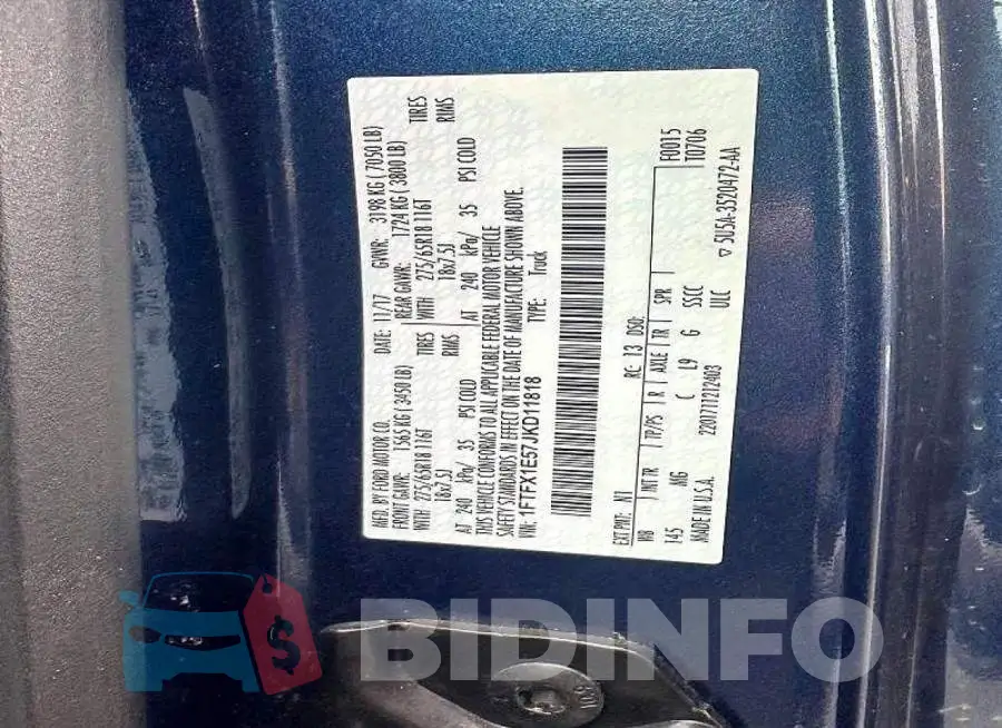 1FTFX1E57JKD11818 Photo# 10