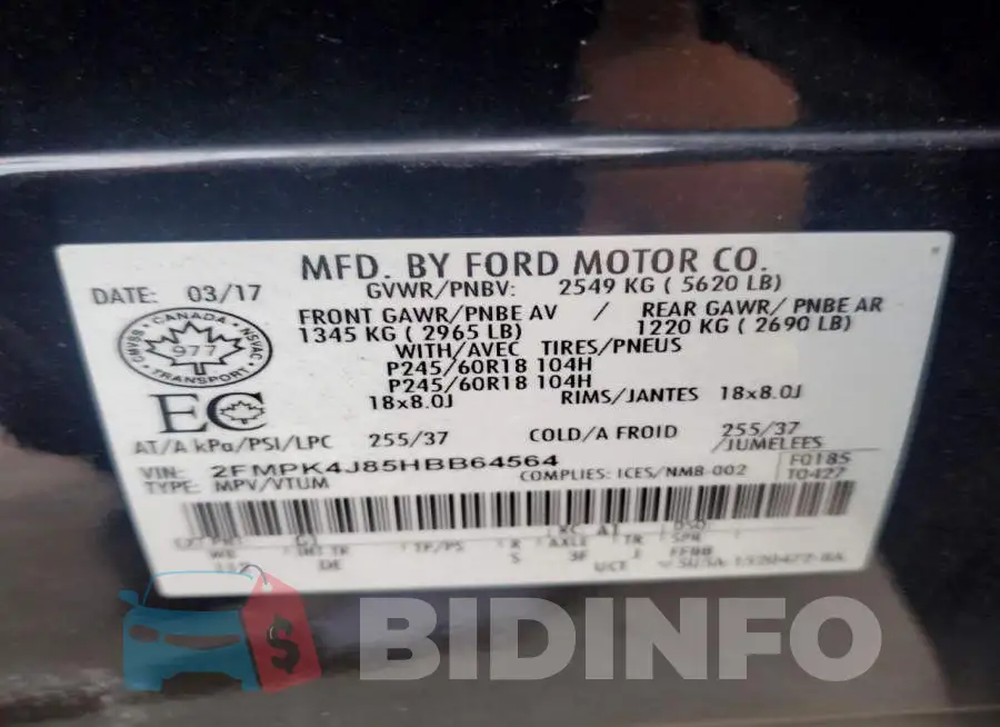2FMPK4J85HBB64564 Photo# 13