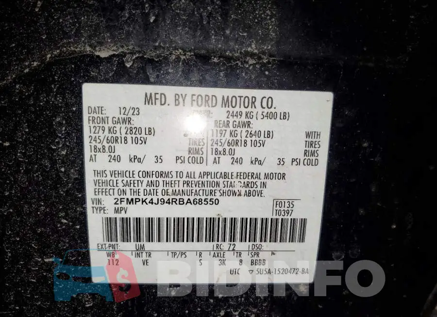2FMPK4J94RBA68550 Photo# 13