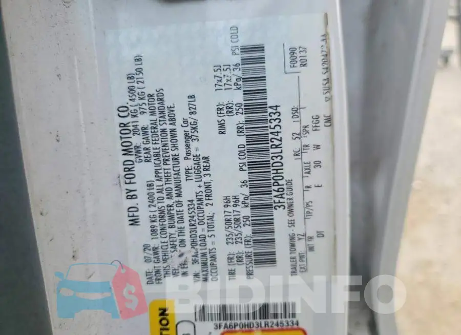 3FA6P0HD3LR245334 Photo# 12
