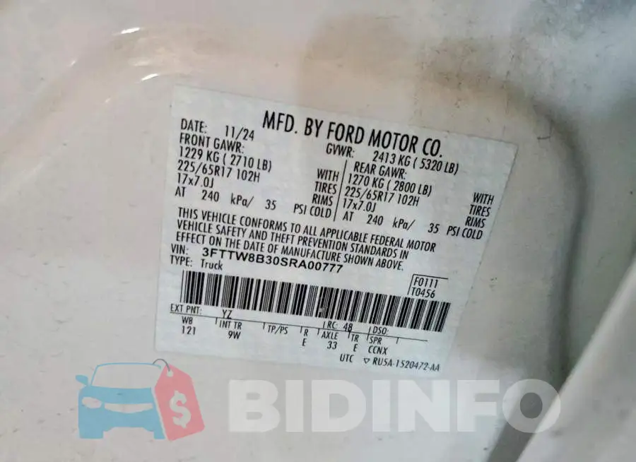 3FTTW8B30SRA00777 Photo# 12