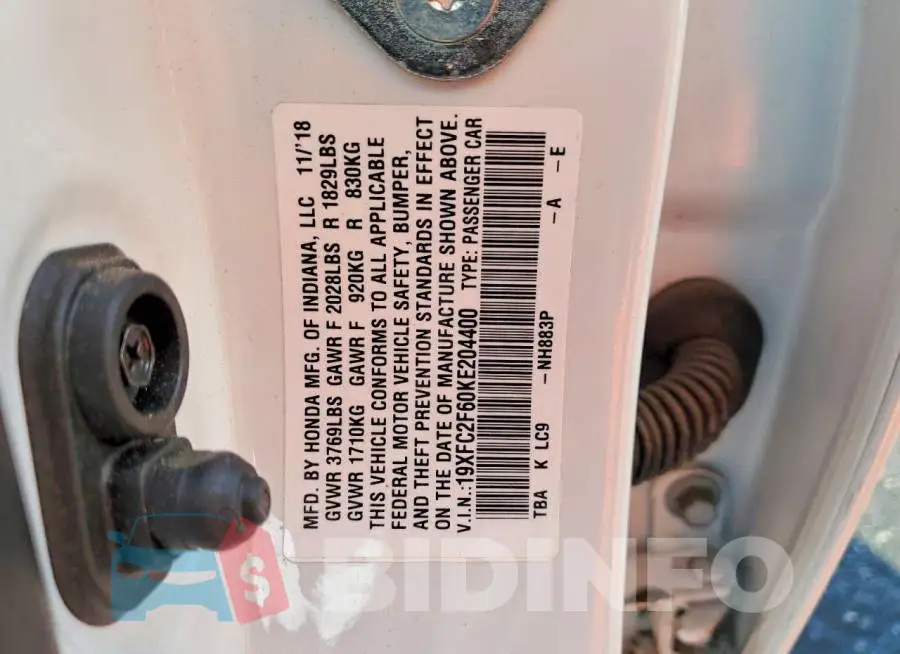 19XFC2F60KE204400 Photo# 12