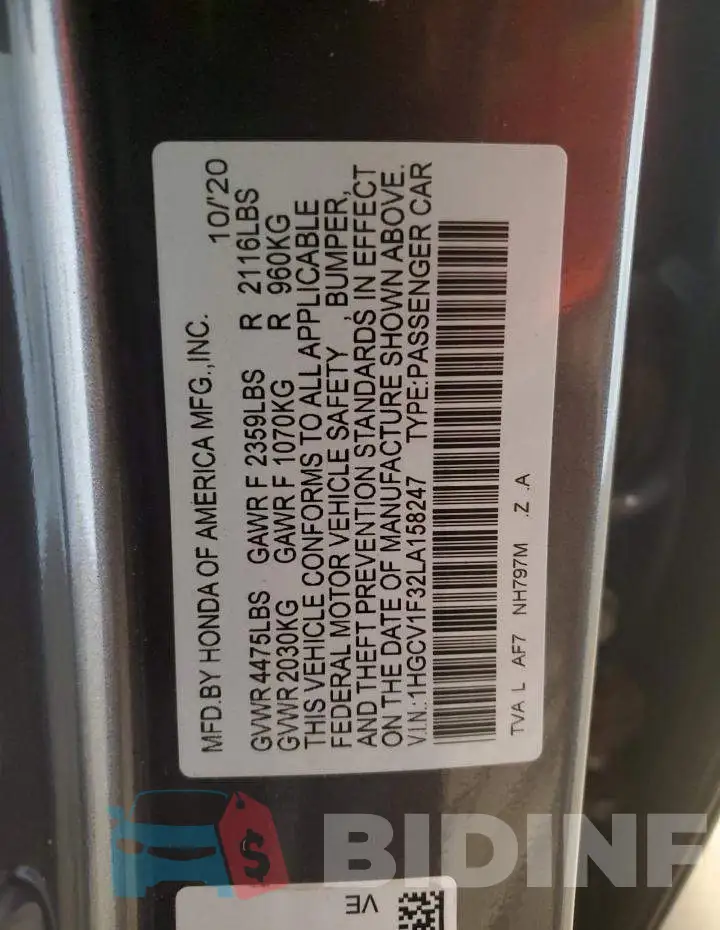 1HGCV1F32LA158247 Photo# 13