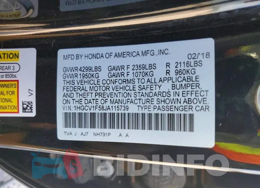 1HGCV1F58JA115739 Photo# 12