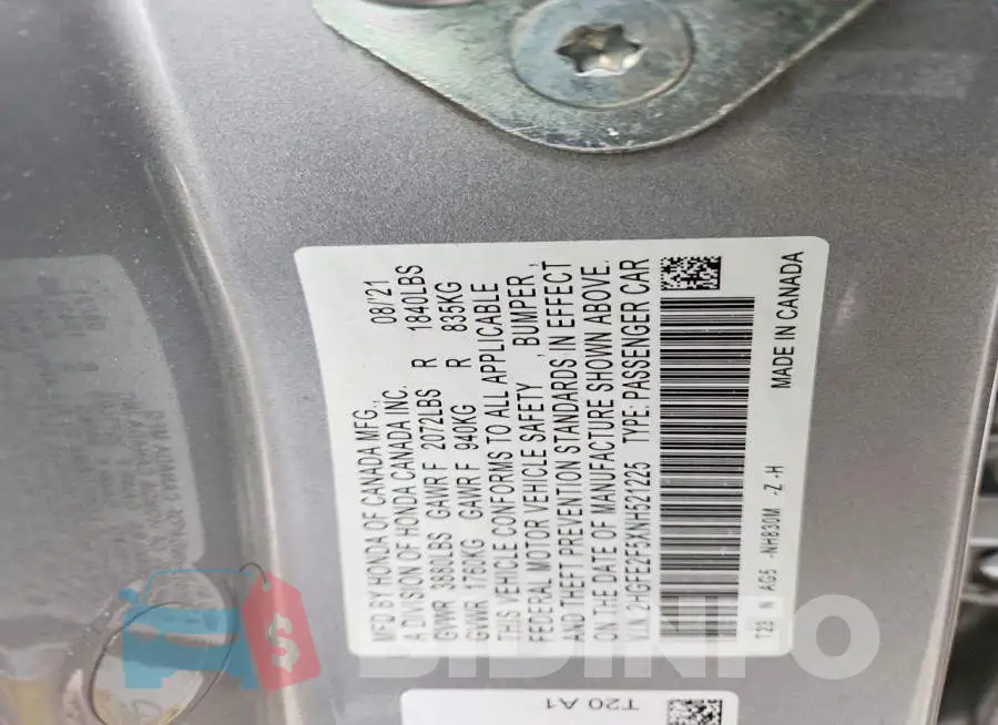 2HGFE2F5XNH521225 Photo# 12