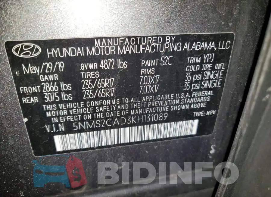 5NMS2CAD3KH131089 Photo# 13