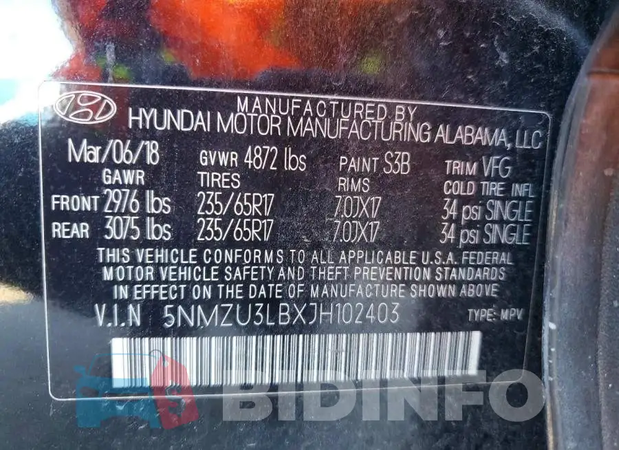 5NMZU3LBXJH102403 Photo# 13