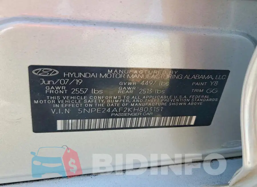 5NPE24AF2KH803151 Photo# 12