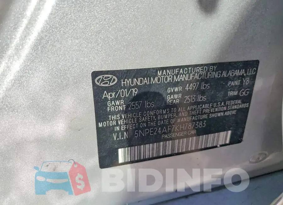 5NPE24AF7KH787383 Photo# 12