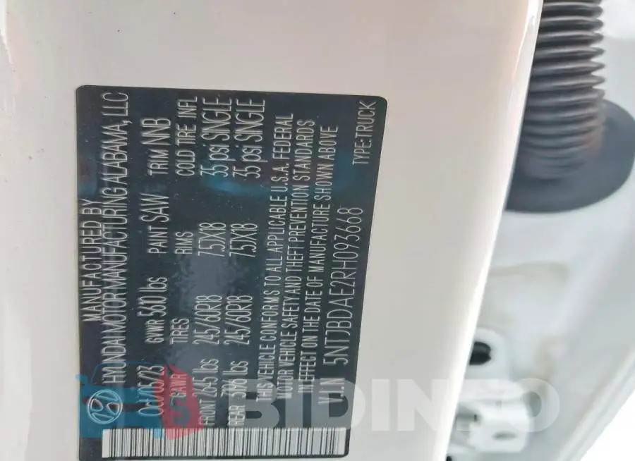 5NTJBDAE2RH093668 Photo# 13