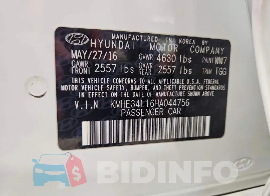 KMHE34L16HA044756 Photo# 12