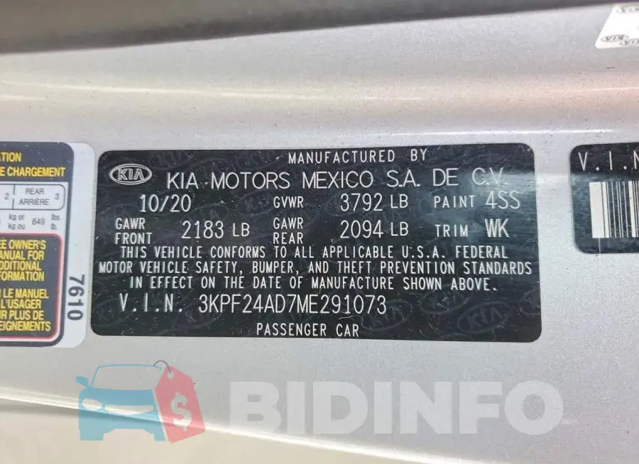 3KPF24AD7ME291073 Photo# 13