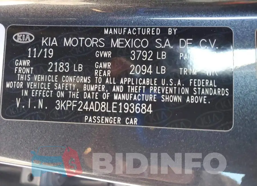 3KPF24AD8LE193684 Photo# 12