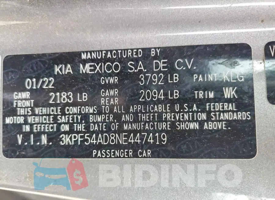 3KPF54AD8NE447419 Photo# 12