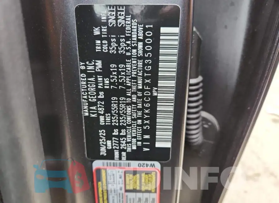 5XYK6CDFXTG350001 Photo# 14